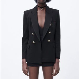 Zara black tailored double breasted blazer size M